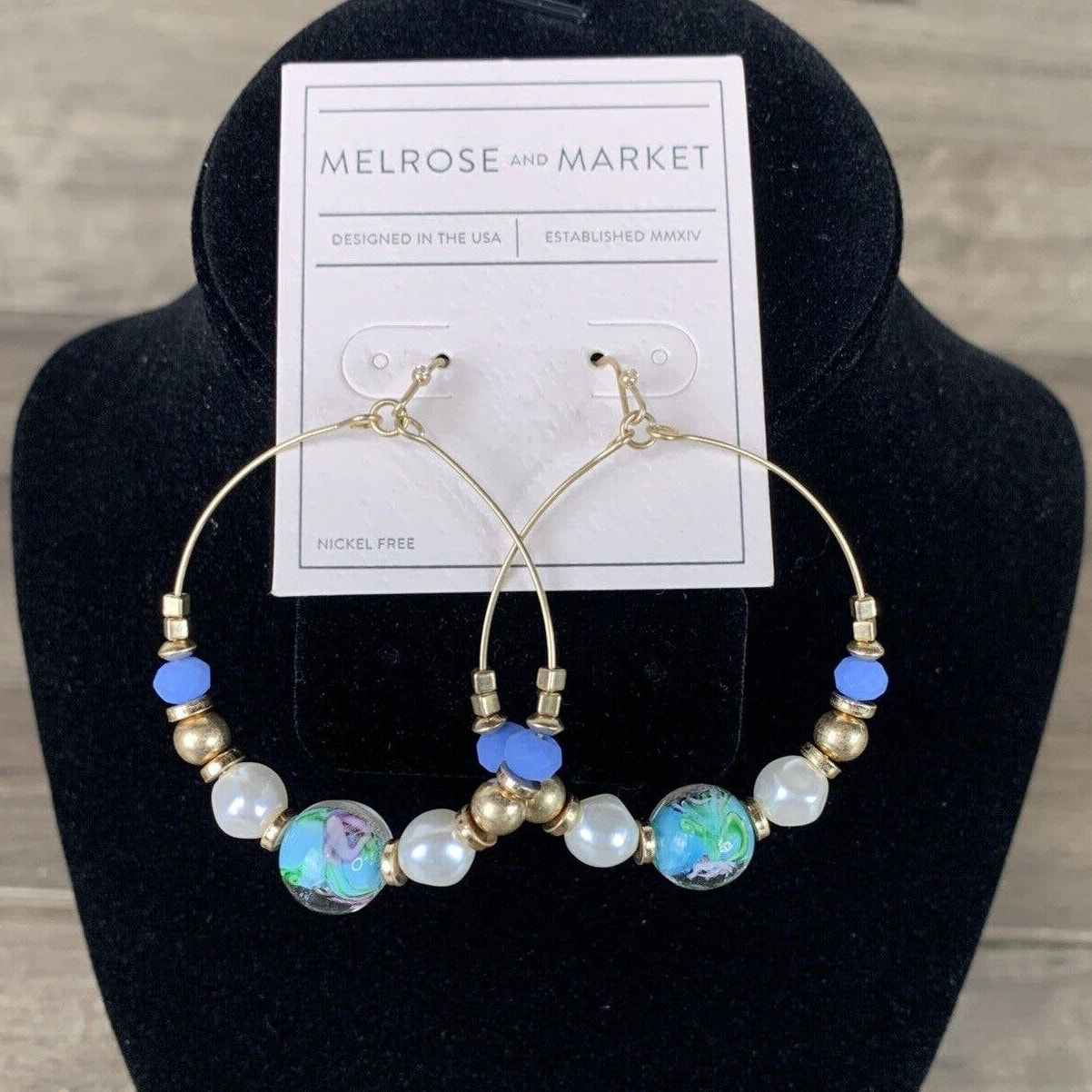 Melrose And Market Faux Pearl Beaded Dangle Earrings Drop Circle Hoop Teardrop 19$